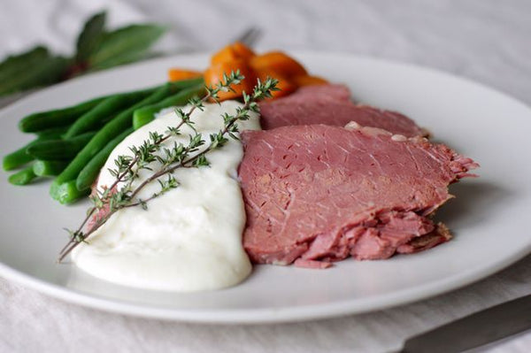 Senior Corned Beef & Vegetables with White Sauce